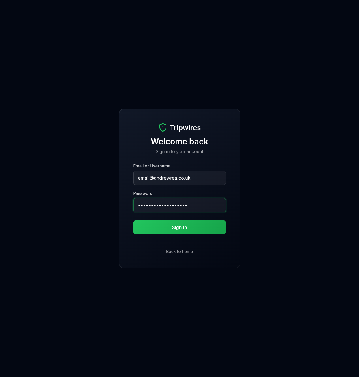 Login form filled